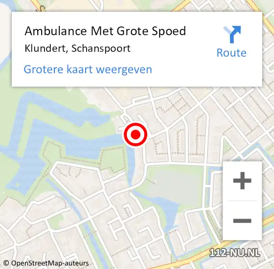 Locatie op kaart van de 112 melding: Ambulance Met Grote Spoed Naar Klundert, Schanspoort op 16 maart 2018 15:37