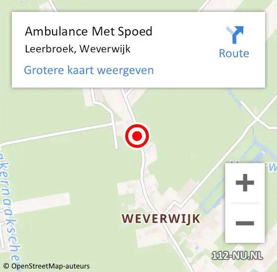 Locatie op kaart van de 112 melding: Ambulance Met Spoed Naar Leerbroek, Weverwijk op 16 maart 2018 15:37