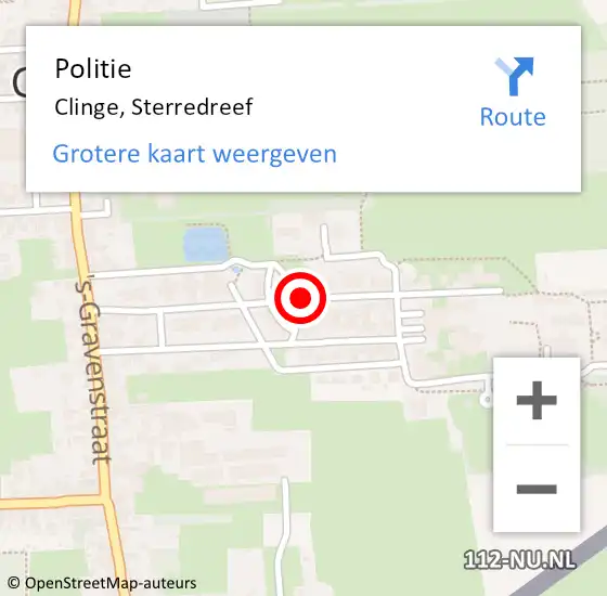 Locatie op kaart van de 112 melding: Politie Clinge, Sterredreef op 16 maart 2018 15:46