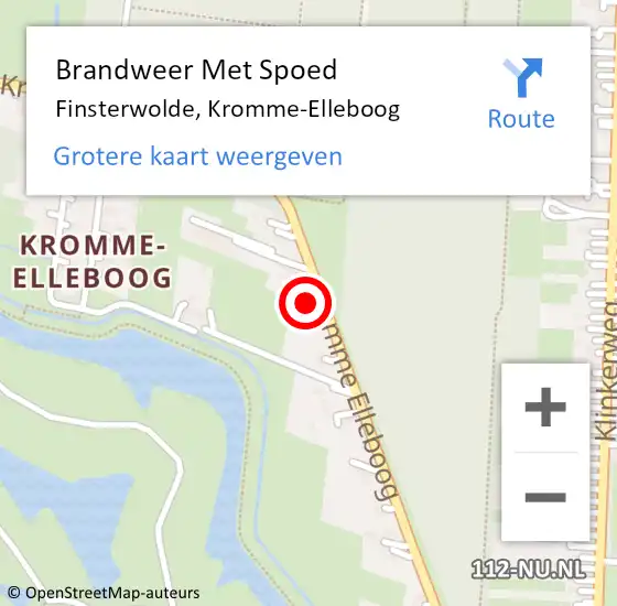 Locatie op kaart van de 112 melding: Brandweer Met Spoed Naar Finsterwolde, Kromme-Elleboog op 16 maart 2018 16:26