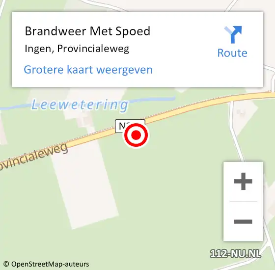 Locatie op kaart van de 112 melding: Brandweer Met Spoed Naar Ingen, Provincialeweg op 16 maart 2018 16:31