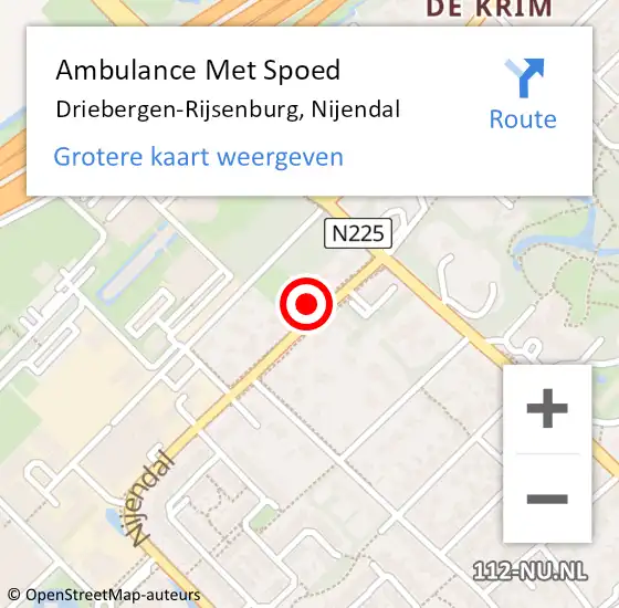 Locatie op kaart van de 112 melding: Ambulance Met Spoed Naar Driebergen-Rijsenburg, Nijendal op 16 maart 2018 17:33