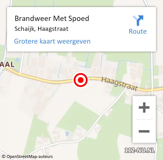 Locatie op kaart van de 112 melding: Brandweer Met Spoed Naar Schaijk, Haagstraat op 16 maart 2018 17:38