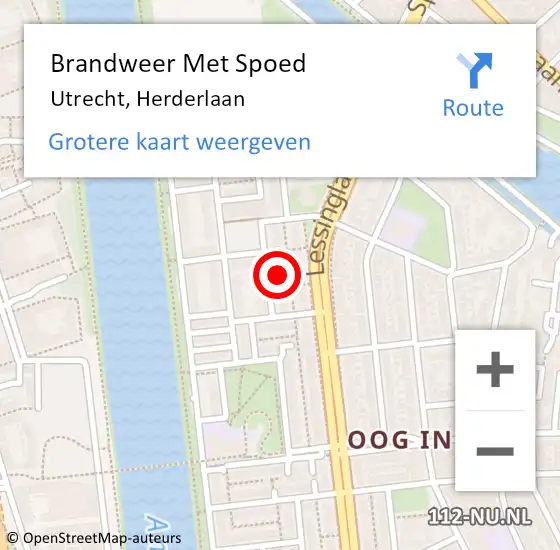Locatie op kaart van de 112 melding: Brandweer Met Spoed Naar Utrecht, Herderlaan op 16 maart 2018 17:47