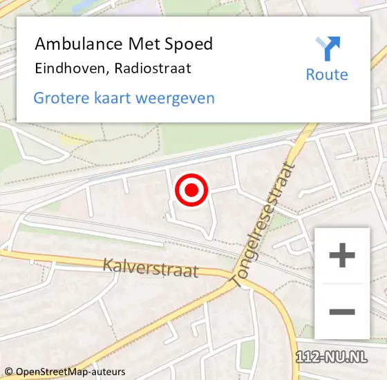 Locatie op kaart van de 112 melding: Ambulance Met Spoed Naar Eindhoven, Radiostraat op 16 maart 2018 17:49