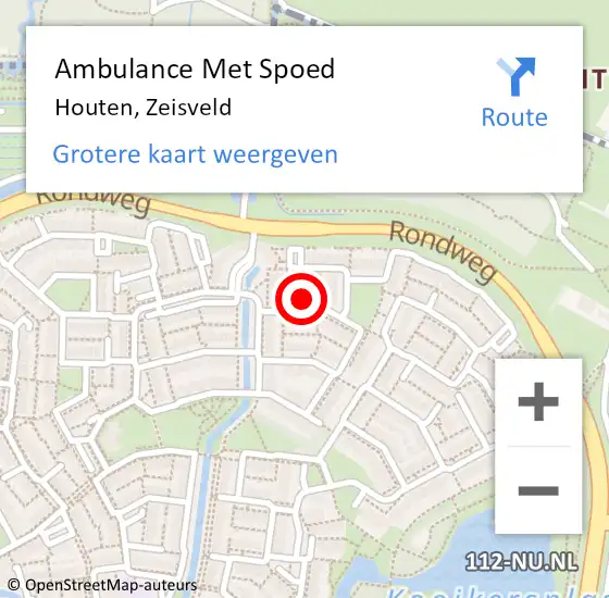 Locatie op kaart van de 112 melding: Ambulance Met Spoed Naar Houten, Zeisveld op 16 maart 2018 18:20