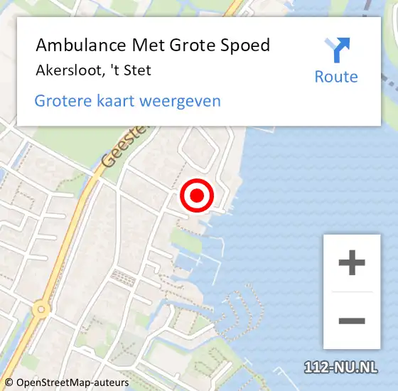 Locatie op kaart van de 112 melding: Ambulance Met Grote Spoed Naar Akersloot, 't Stet op 16 maart 2018 20:23