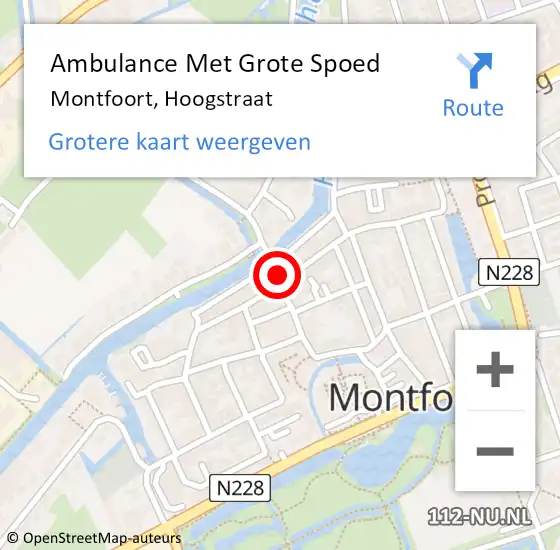 Locatie op kaart van de 112 melding: Ambulance Met Grote Spoed Naar Montfoort, Hoogstraat op 16 maart 2018 20:38