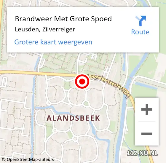 Locatie op kaart van de 112 melding: Brandweer Met Grote Spoed Naar Leusden, Zilverreiger op 16 maart 2018 21:19