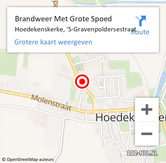 Locatie op kaart van de 112 melding: Brandweer Met Grote Spoed Naar Hoedekenskerke, 'S-Gravenpoldersestraat op 16 maart 2018 21:21