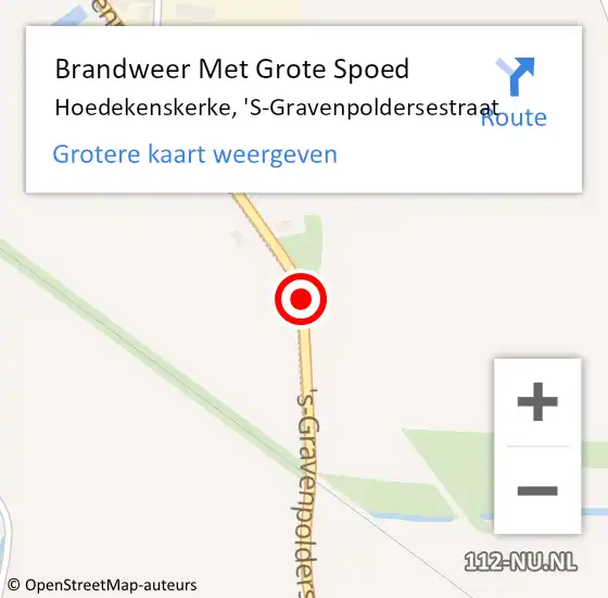 Locatie op kaart van de 112 melding: Brandweer Met Grote Spoed Naar Hoedekenskerke, 'S-Gravenpoldersestraat op 16 maart 2018 21:26