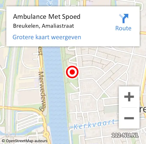 Locatie op kaart van de 112 melding: Ambulance Met Spoed Naar Breukelen, Amaliastraat op 16 maart 2018 22:02