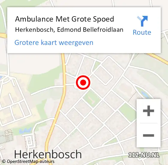 Locatie op kaart van de 112 melding: Ambulance Met Grote Spoed Naar Herkenbosch, Edmond Bellefroidlaan op 16 maart 2018 23:25