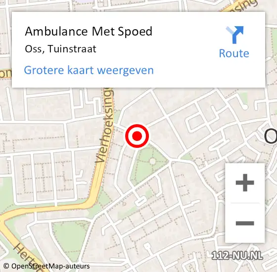 Locatie op kaart van de 112 melding: Ambulance Met Spoed Naar Oss, Tuinstraat op 16 maart 2018 23:37