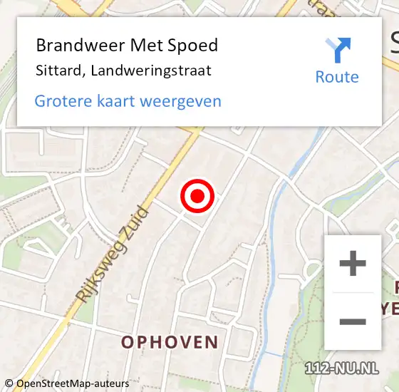 Locatie op kaart van de 112 melding: Brandweer Met Spoed Naar Sittard, Landweringstraat op 17 maart 2018 00:20