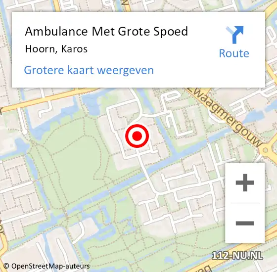 Locatie op kaart van de 112 melding: Ambulance Met Grote Spoed Naar Hoorn, Karos op 17 maart 2018 01:39