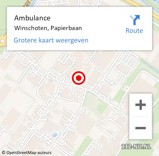 Locatie op kaart van de 112 melding: Ambulance Winschoten, Papierbaan op 17 maart 2018 01:39