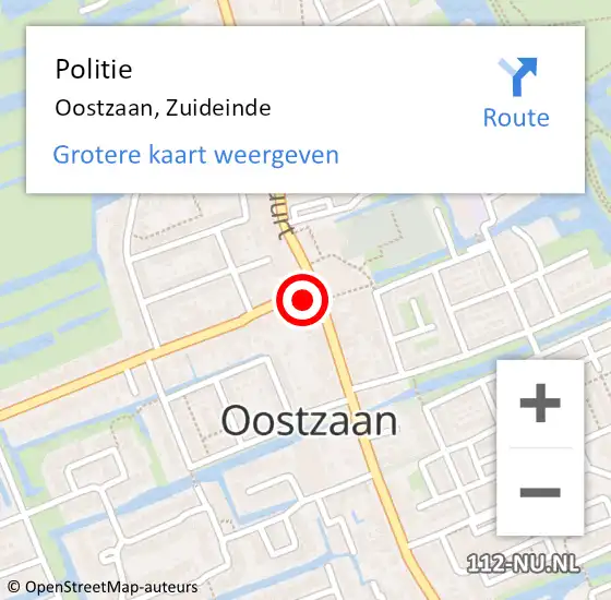 Locatie op kaart van de 112 melding: Politie Oostzaan, Zuideinde op 17 maart 2018 02:06