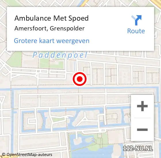 Locatie op kaart van de 112 melding: Ambulance Met Spoed Naar Amersfoort, Grenspolder op 17 maart 2018 02:19