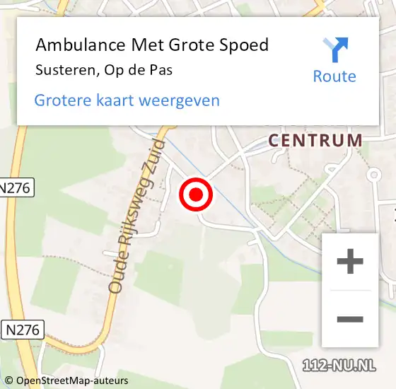 Locatie op kaart van de 112 melding: Ambulance Met Grote Spoed Naar Susteren, Op de Pas op 17 maart 2018 02:54