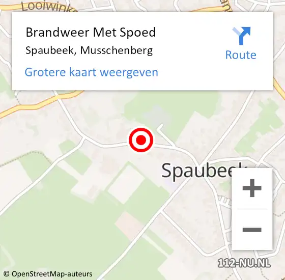 Locatie op kaart van de 112 melding: Brandweer Met Spoed Naar Spaubeek, Musschenberg op 17 maart 2018 03:03