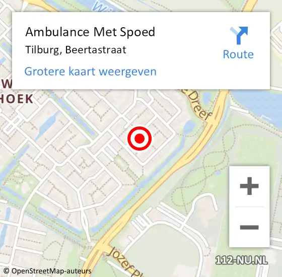 Locatie op kaart van de 112 melding: Ambulance Met Spoed Naar Tilburg, Beertastraat op 17 maart 2018 03:42