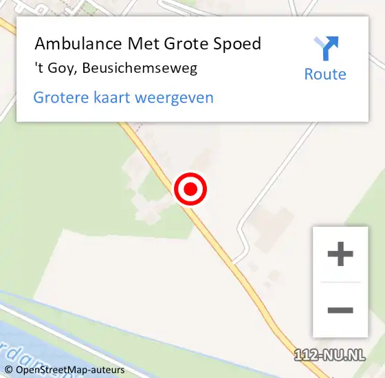 Locatie op kaart van de 112 melding: Ambulance Met Grote Spoed Naar 't Goy, Beusichemseweg op 17 maart 2018 04:51