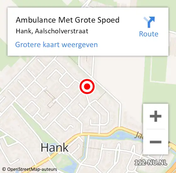 Locatie op kaart van de 112 melding: Ambulance Met Grote Spoed Naar Hank, Aalscholverstraat op 17 maart 2018 08:19