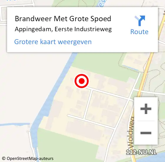 Locatie op kaart van de 112 melding: Brandweer Met Grote Spoed Naar Appingedam, Eerste Industrieweg op 17 maart 2018 08:54