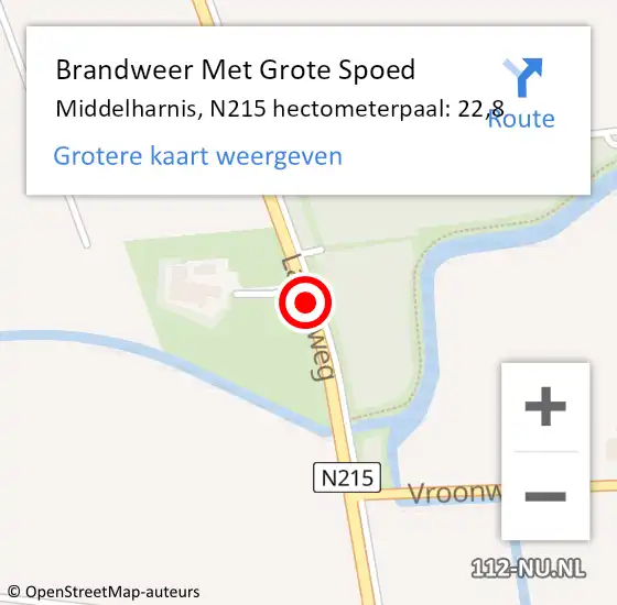 Locatie op kaart van de 112 melding: Brandweer Met Grote Spoed Naar Middelharnis, N215 hectometerpaal: 22,8 op 17 maart 2018 09:39