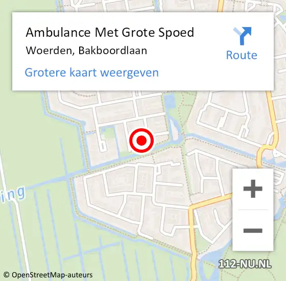 Locatie op kaart van de 112 melding: Ambulance Met Grote Spoed Naar Woerden, Bakboordlaan op 17 maart 2018 09:45