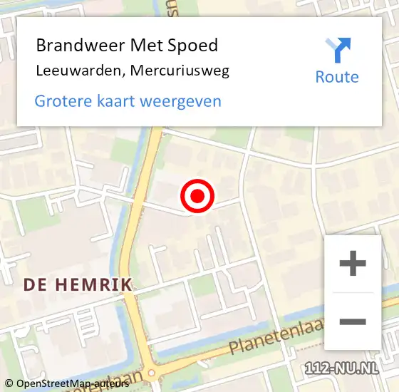 Locatie op kaart van de 112 melding: Brandweer Met Spoed Naar Leeuwarden, Mercuriusweg op 17 maart 2018 09:47