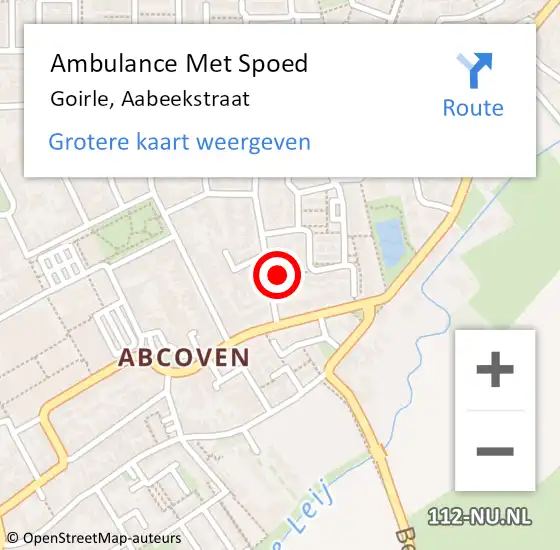 Locatie op kaart van de 112 melding: Ambulance Met Spoed Naar Goirle, Aabeekstraat op 17 maart 2018 10:28