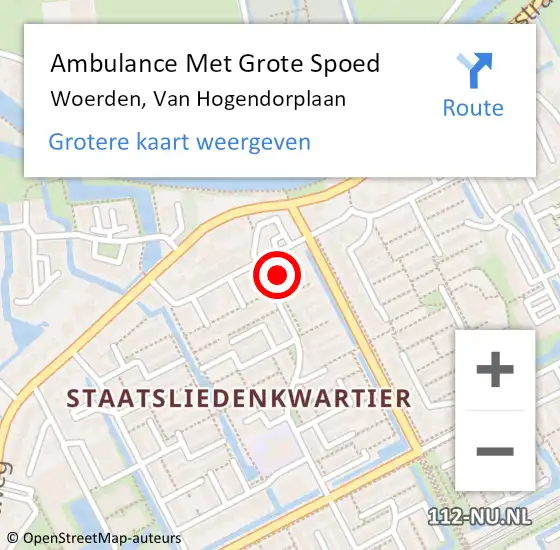 Locatie op kaart van de 112 melding: Ambulance Met Grote Spoed Naar Woerden, Van Hogendorplaan op 17 maart 2018 10:32