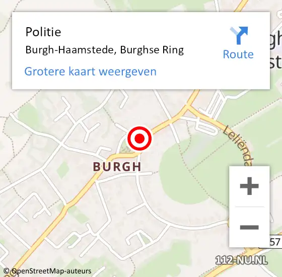 Locatie op kaart van de 112 melding: Politie Burgh-Haamstede, Burghse Ring op 17 maart 2018 10:38