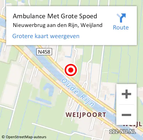 Locatie op kaart van de 112 melding: Ambulance Met Grote Spoed Naar Nieuwerbrug aan den Rijn, Weijland op 17 maart 2018 12:03