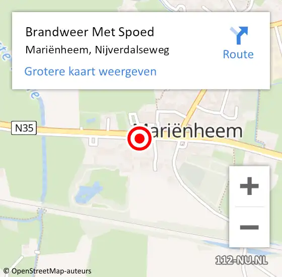 Locatie op kaart van de 112 melding: Brandweer Met Spoed Naar Mariënheem, Nijverdalseweg op 17 maart 2018 12:35