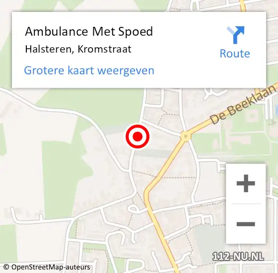 Locatie op kaart van de 112 melding: Ambulance Met Spoed Naar Halsteren, Kromstraat op 17 maart 2018 12:51