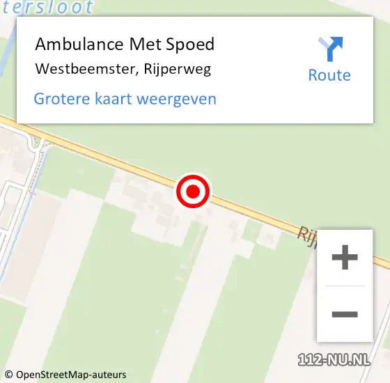 Locatie op kaart van de 112 melding: Ambulance Met Spoed Naar Westbeemster, Rijperweg op 17 maart 2018 13:06