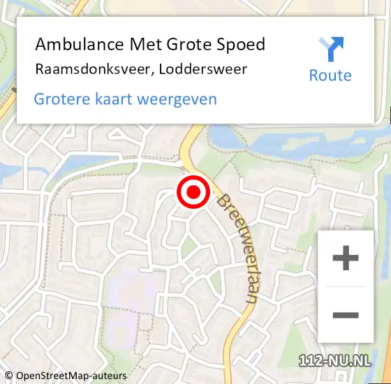 Locatie op kaart van de 112 melding: Ambulance Met Grote Spoed Naar Raamsdonksveer, Loddersweer op 17 maart 2018 13:31