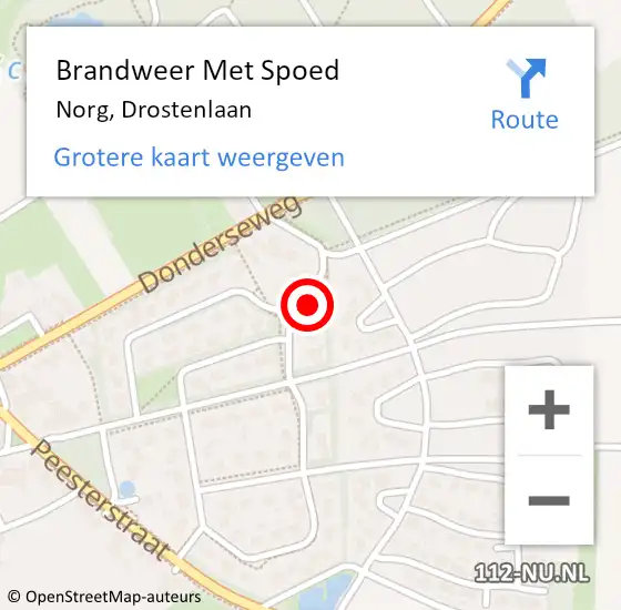 Locatie op kaart van de 112 melding: Brandweer Met Spoed Naar Norg, Drostenlaan op 17 maart 2018 13:42