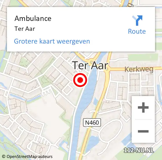 Locatie op kaart van de 112 melding: Ambulance Ter Aar op 17 maart 2018 14:02