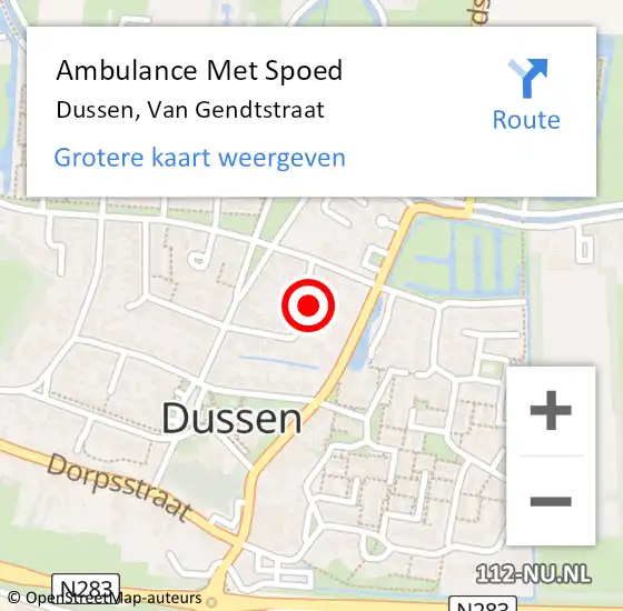 Locatie op kaart van de 112 melding: Ambulance Met Spoed Naar Dussen, Van Gendtstraat op 17 maart 2018 14:43