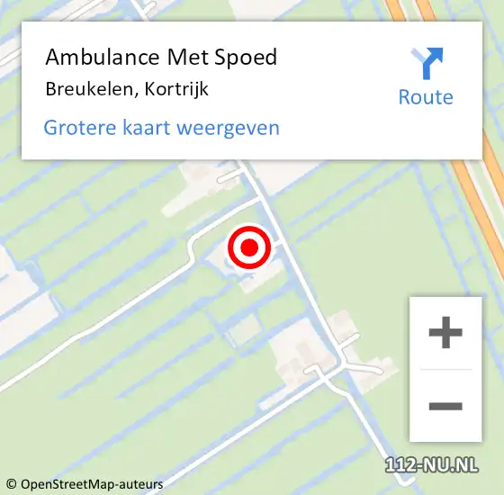 Locatie op kaart van de 112 melding: Ambulance Met Spoed Naar Breukelen, Kortrijk op 17 maart 2018 15:20