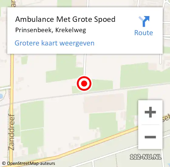 Locatie op kaart van de 112 melding: Ambulance Met Grote Spoed Naar Prinsenbeek, Krekelweg op 17 maart 2018 16:04