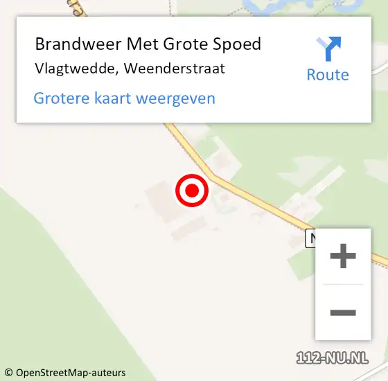 Locatie op kaart van de 112 melding: Brandweer Met Grote Spoed Naar Vlagtwedde, Weenderstraat op 17 maart 2018 16:27