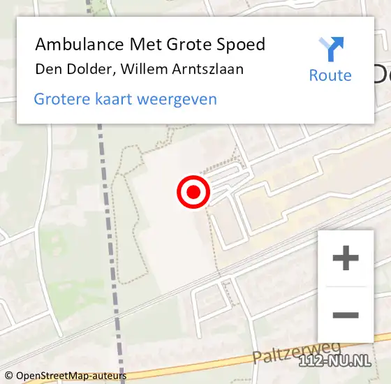 Locatie op kaart van de 112 melding: Ambulance Met Grote Spoed Naar Den Dolder, Willem Arntszlaan op 17 maart 2018 16:45