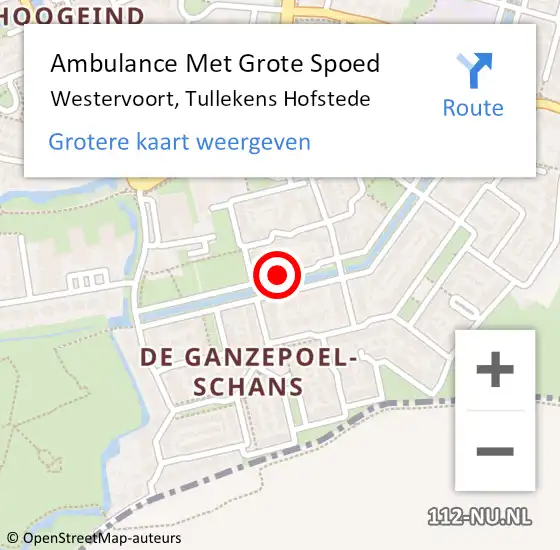 Locatie op kaart van de 112 melding: Ambulance Met Grote Spoed Naar Westervoort, Tullekens Hofstede op 17 maart 2018 17:31