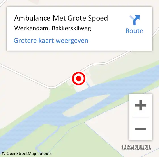 Locatie op kaart van de 112 melding: Ambulance Met Grote Spoed Naar Werkendam, Bakkerskilweg op 17 maart 2018 17:51