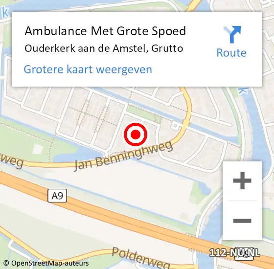 Locatie op kaart van de 112 melding: Ambulance Met Grote Spoed Naar Ouderkerk aan de Amstel, Grutto op 17 maart 2018 18:03